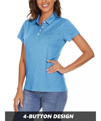 Women's Polo Shirts 4-Button Collared Shirts Short Sleeve Quick Dry Golf Polos Lightweight Breathable Sky Blue $16.19 Shirts