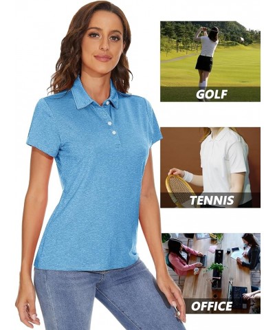 Women's Polo Shirts 4-Button Collared Shirts Short Sleeve Quick Dry Golf Polos Lightweight Breathable Sky Blue $16.19 Shirts