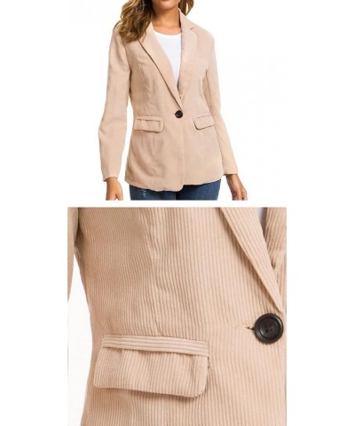 Women's Vintage Corduroy Work Blazer Jacket Suit Casual One Button Blazer Beige $15.96 Blazers