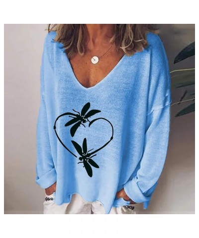 Valentines Day Oversized Sweatshirt For Women Fashion Love Heart Graphic Tops Sexy V Neck Long Sleeve Shirts Trendy J02-blue ...