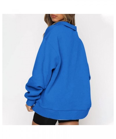 Womens Quarter Zip Pullover Oversized Long Sleeve Scuba Dupes Sweatshirt Loose Fit Tops Fashion Fall Y2k Clothes V-blue $9.35...