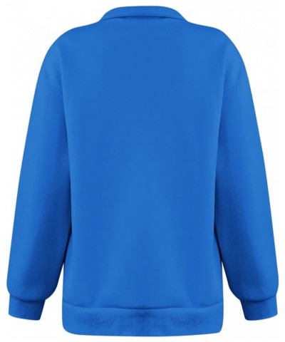 Womens Quarter Zip Pullover Oversized Long Sleeve Scuba Dupes Sweatshirt Loose Fit Tops Fashion Fall Y2k Clothes V-blue $9.35...