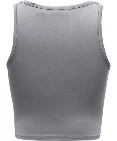 Women's Basic Crop Tops Stretchy Casual Crew Neck Sleeveless Crop Tank Top Grey $11.79 Tanks