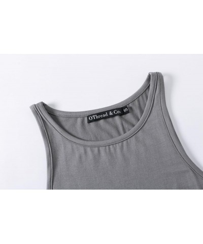 Women's Basic Crop Tops Stretchy Casual Crew Neck Sleeveless Crop Tank Top Grey $11.79 Tanks