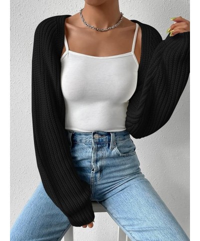 Women's Long Sleeve Cropped Bolero Shrug Cardigan Open Front Knit Crop Sweater Tops Fall Winter Clothes Black $16.63 Sweaters