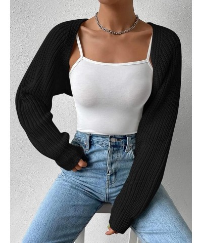 Women's Long Sleeve Cropped Bolero Shrug Cardigan Open Front Knit Crop Sweater Tops Fall Winter Clothes Black $16.63 Sweaters