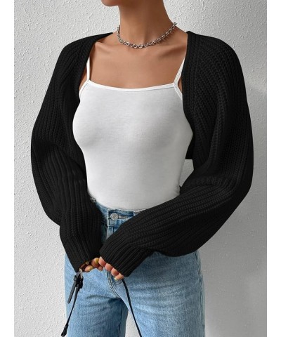 Women's Long Sleeve Cropped Bolero Shrug Cardigan Open Front Knit Crop Sweater Tops Fall Winter Clothes Black $16.63 Sweaters