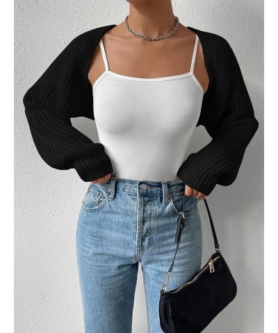 Women's Long Sleeve Cropped Bolero Shrug Cardigan Open Front Knit Crop Sweater Tops Fall Winter Clothes Black $16.63 Sweaters