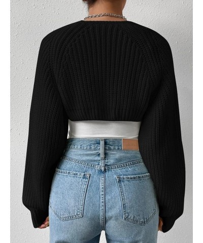 Women's Long Sleeve Cropped Bolero Shrug Cardigan Open Front Knit Crop Sweater Tops Fall Winter Clothes Black $16.63 Sweaters