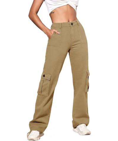 Women Cargo Pants Stretchy Chino Pants for Women High Waisted Jeans with 6 Pockets Khaki $22.13 Pants