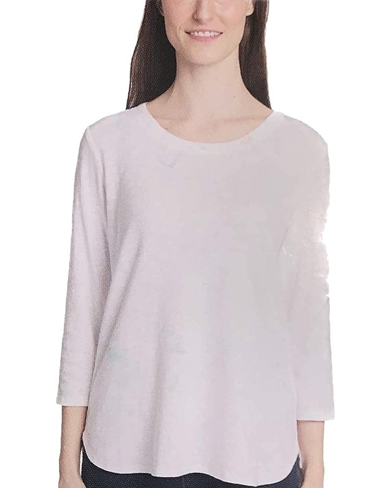 Women's 3/4 Sleeve Slub Tee White $10.27 T-Shirts