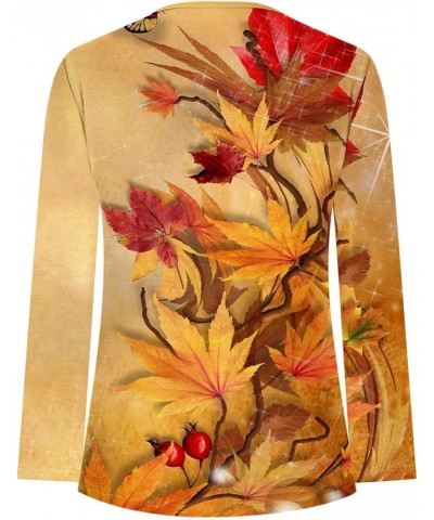 Fall Sweatshirts for Women Embroidered Maple Shirts V Neck Tops Long Sleeve Tie Dye Shirts Dressy Casual Blouses Yellow, Fall...