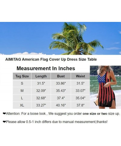 American Flag Dress Womens Hollow Out Slit Crochet Cover Up Sleeveless Tank Dress 4th of July Beach Swimwear Dresses Black1 $...