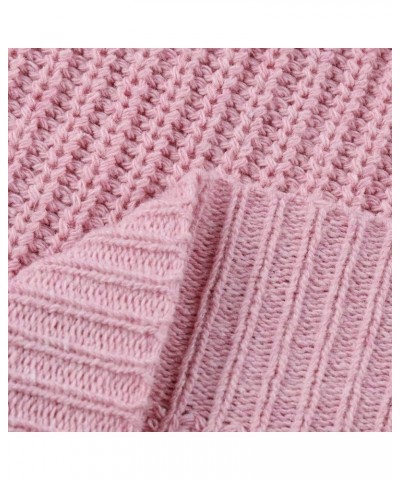 Women's Long Sleeve Sweater Half Cardigan Stitching Long-Sleeved Knit Sweater Top Fall Sweaters Pink $12.01 Sweaters