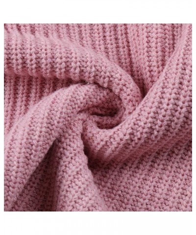 Women's Long Sleeve Sweater Half Cardigan Stitching Long-Sleeved Knit Sweater Top Fall Sweaters Pink $12.01 Sweaters