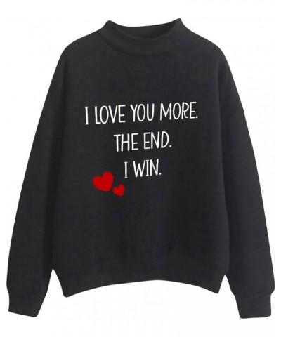 Women Valentine's Day Printing Sweatshirt Crewneck Sweatshirts,Knit Tops,Sweater Christmas,Ugly Plus Size Hoodiess A3-black $...