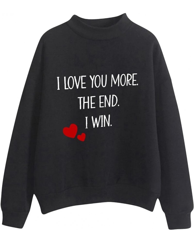 Women Valentine's Day Printing Sweatshirt Crewneck Sweatshirts,Knit Tops,Sweater Christmas,Ugly Plus Size Hoodiess A3-black $...