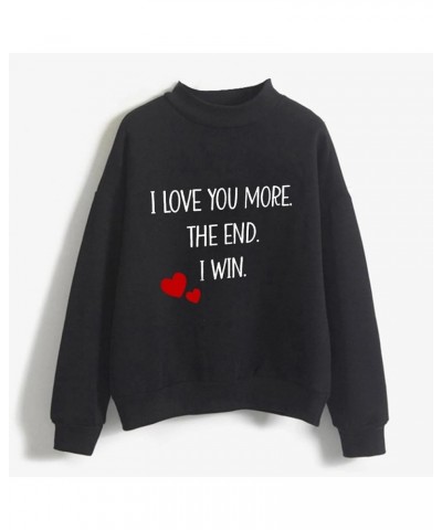 Women Valentine's Day Printing Sweatshirt Crewneck Sweatshirts,Knit Tops,Sweater Christmas,Ugly Plus Size Hoodiess A3-black $...