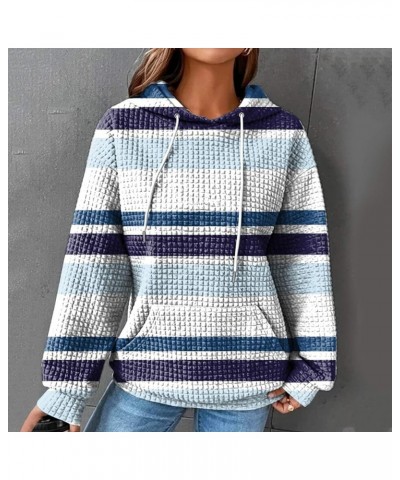 Waffle Hoodies For Women Casual, 2024 Plus Size Cute Long Sleeve Tops Pullover Clothes Trendy Hooded Tops with Pocket Ysky Bl...