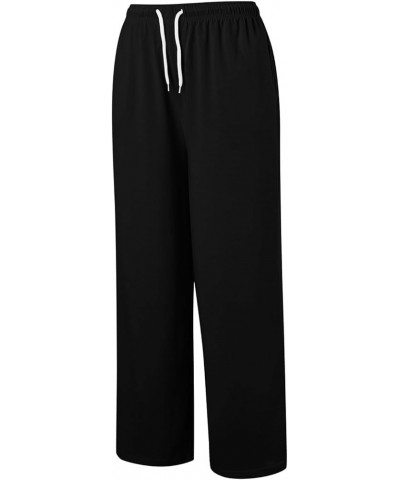 Bottom Sweatpants Pockets High Waist Sporty Gym Athletic Fit Jogger Pants L-ounge Trousers Black-f $11.19 Activewear