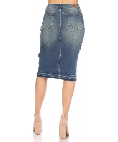 Women's Juniors/Plus Size Calf - Length Pencil Stretch Denim Skirt (77873) Vintage (77975) $28.55 Skirts