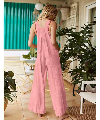 Overalls for Women Casual Loose Summer Rompers Boho Floral Adjustable Straps Wide Leg Jumpsuits with Pockets PQ2 Pink - $17.1...