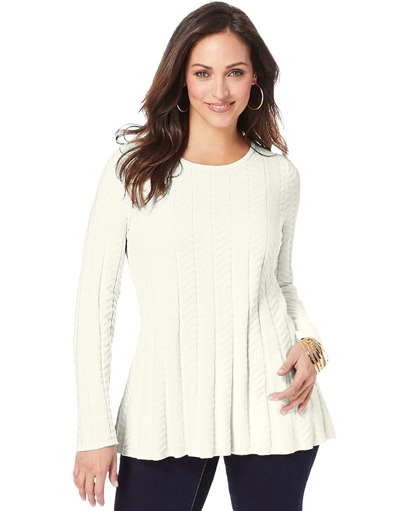 Women's Plus Size Chevron Fit & Flare Sweater Ivory $20.56 Sweaters