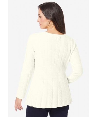 Women's Plus Size Chevron Fit & Flare Sweater Ivory $20.56 Sweaters