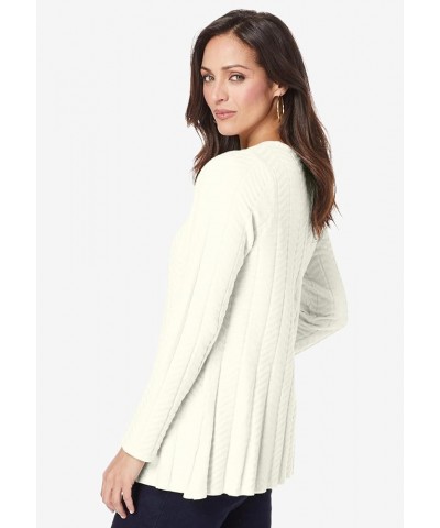 Women's Plus Size Chevron Fit & Flare Sweater Ivory $20.56 Sweaters