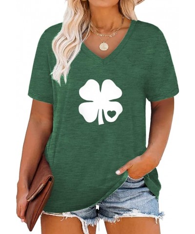 Plus Size St. Patrick's Day Shirts for Women Summer Casual Short Sleeve Green Tops 32_green_spe $13.50 Others