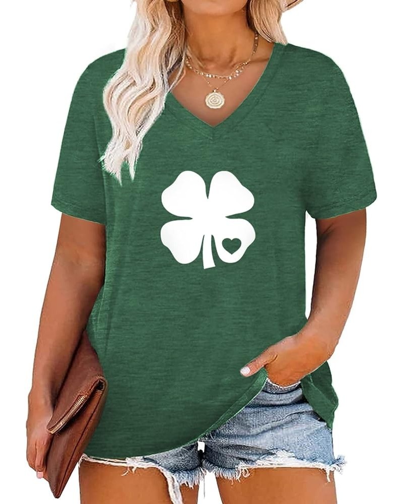 Plus Size St. Patrick's Day Shirts for Women Summer Casual Short Sleeve Green Tops 32_green_spe $13.50 Others