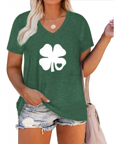 Plus Size St. Patrick's Day Shirts for Women Summer Casual Short Sleeve Green Tops 32_green_spe $13.50 Others