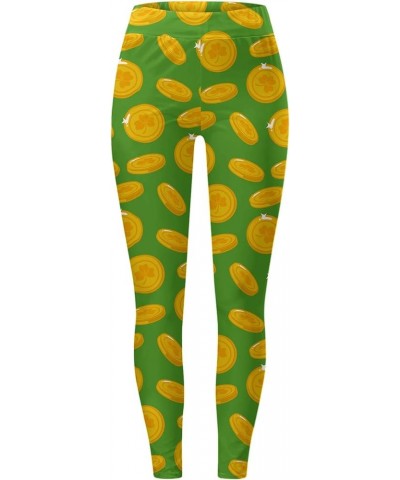 Women's St. Patrick's Day Leggings Stretchy Graphic Printed Green Four Leaf Clover Stretchy Graphic Printed Legging Tights Z1...