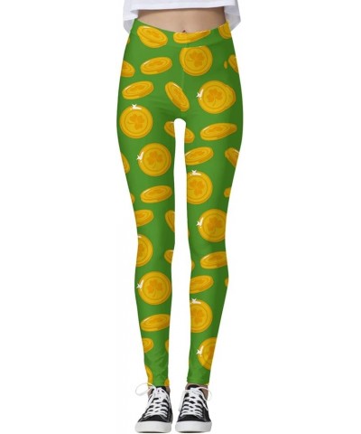 Women's St. Patrick's Day Leggings Stretchy Graphic Printed Green Four Leaf Clover Stretchy Graphic Printed Legging Tights Z1...