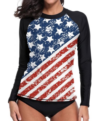 Women UPF 50+ Long Sleeve Rash Guard Shirts Sun Protection BJJ Jiu Jitsu Swim Shirt Surf Swimwear Top Clf-1002-flag2 $15.67 S...