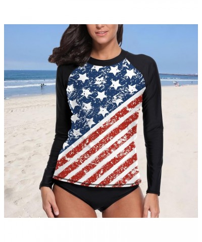 Women UPF 50+ Long Sleeve Rash Guard Shirts Sun Protection BJJ Jiu Jitsu Swim Shirt Surf Swimwear Top Clf-1002-flag2 $15.67 S...