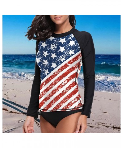 Women UPF 50+ Long Sleeve Rash Guard Shirts Sun Protection BJJ Jiu Jitsu Swim Shirt Surf Swimwear Top Clf-1002-flag2 $15.67 S...