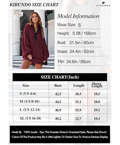 Womens Fall Fashion 2024 Oversized Sweater Dress Casual Button V Neck Long Sleeve Pockets Chunky Knit Pullover Wine Red $12.5...