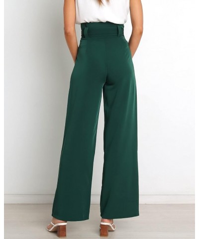 Womens High Waist Pants Business Casual Wide Leg Pants Drawstring Office Dressy Trousers Dark Green $19.22 Pants