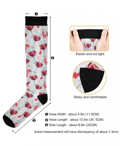 Red Wine Glass Splash Women's Compression Socks Red Drink Knee High Socks Unisex Casual Athletic Tube Sock Outdoor Sport Sock...