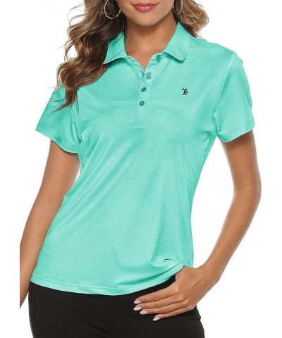 Ladies Golf Shirts Short Sleeve Moisture Wicking Performance Polo Shirts Lake Green $11.75 Shirts