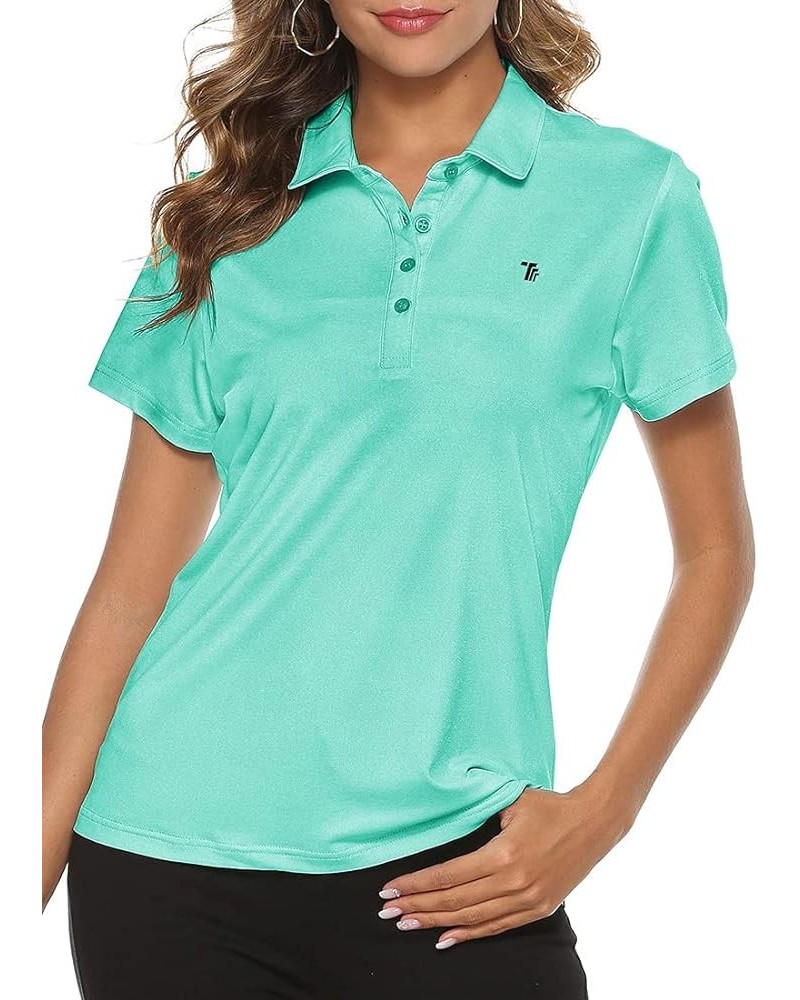 Ladies Golf Shirts Short Sleeve Moisture Wicking Performance Polo Shirts Lake Green $11.75 Shirts