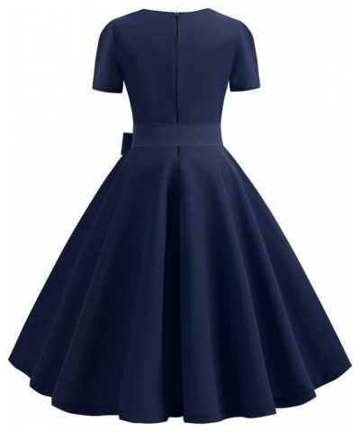 Maxi Dress for Women 1950s Retro Swing Dress Christmas Evening Party Rockabilly Hepburn Cocktail Prom Dress 2navy $9.09 Dresses