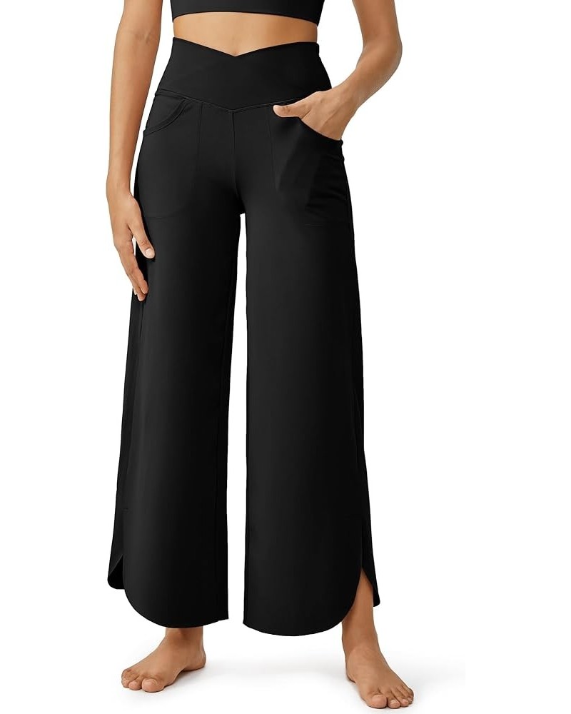 Capri Pants for Women Wide Leg Yoga Pants FlowyLoose Dance Casual Cropped Pants with Pockets 21"/29 29" Black $19.97 Activewear