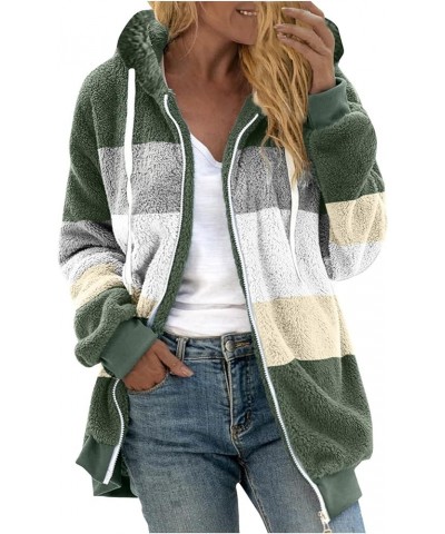 Women's Sherpa Jackets Fuzzy Fleece Full Zip Up Hooded Coat Plus Size Winter Warm Shaggy Jacket Long Sleeve Outerwear A7-gree...