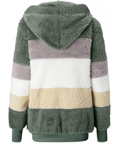 Women's Sherpa Jackets Fuzzy Fleece Full Zip Up Hooded Coat Plus Size Winter Warm Shaggy Jacket Long Sleeve Outerwear A7-gree...