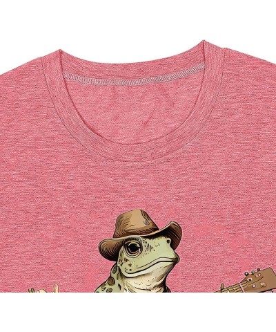 Cottagecore Aesthetic Frog Shirt Playing Banjo On Log Women Graphic Tee Shirts Cute Cottage Core Clothing T-Shirt Pink $9.90 ...