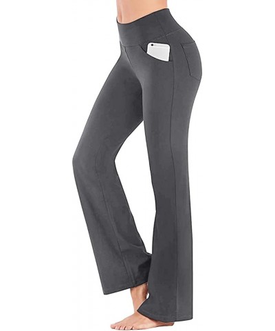 Women's Flare Yoga Pants with Pockets V Crossover Flare Leggings High Waisted Tummy Control Wide Leg Pants for Women C-dark G...