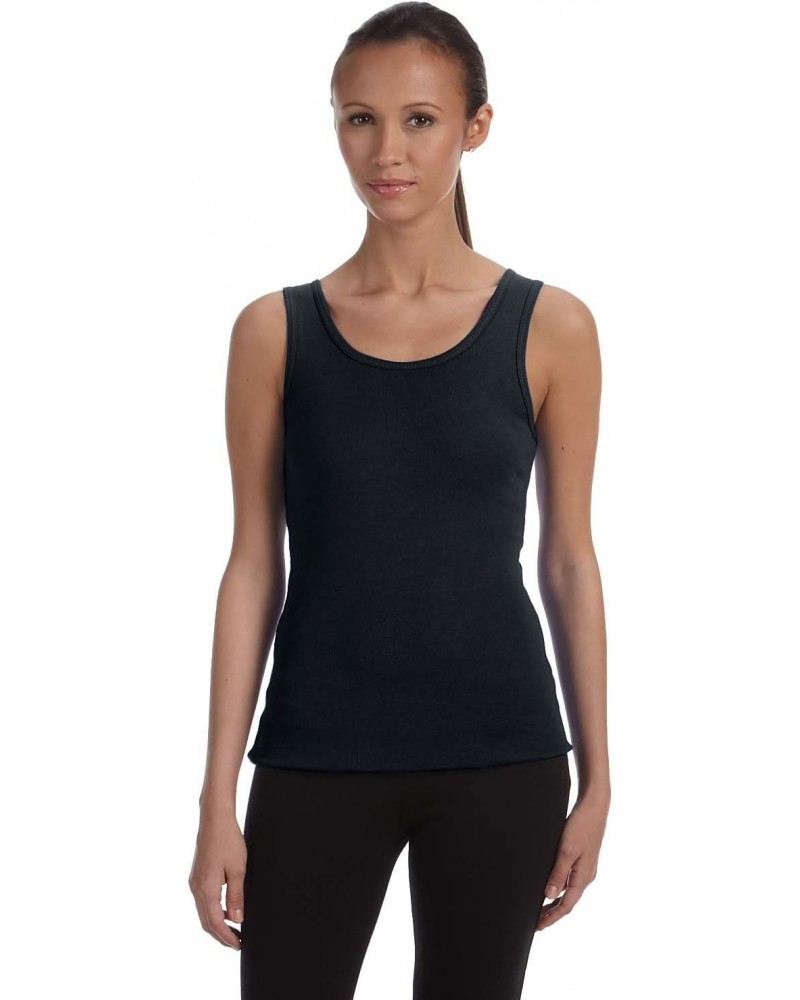 Bella Ladies Wide straps Self - binding on Neck and Armholes Rib Tank - Black - X-Large $7.41 Tanks