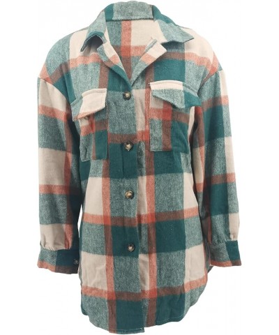 Womens Casual Plaid Shirt Jacket Button Down Long Sleeve Shacket Coats Loose Lapel Blouse Tops 00green $18.45 Jackets